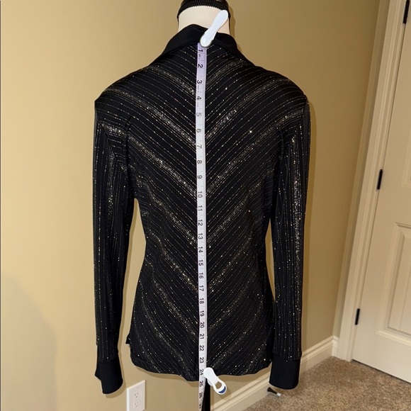 Artex Fashions Blouse Sweater Jacket Elegant Black Silver Sparkle Women's Size M - Picture 5 of 11